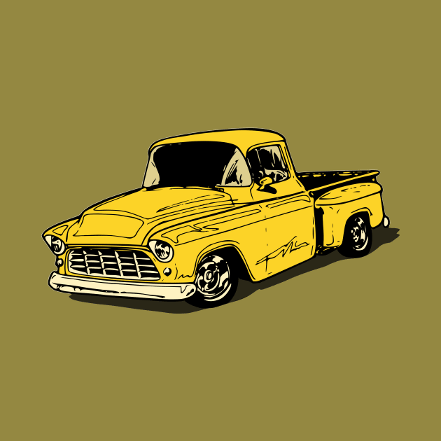 Yellow 55 Chevy pickup truck by ZoeysGarage