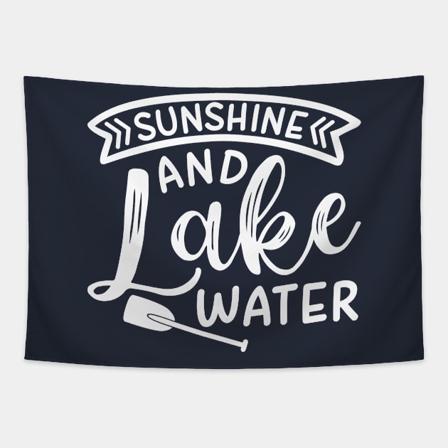 Sunshine and Lake Water Camping Kayak Tapestry by GlimmerDesigns