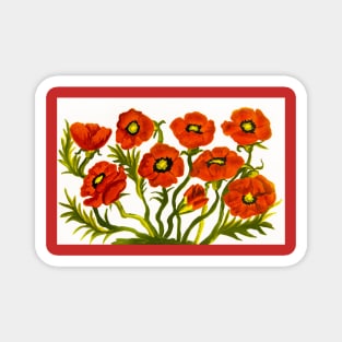 Red poppies on white Magnet