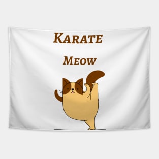 Karate Meow, Funny Kung Fu Cat , Ninja Cat Tapestry