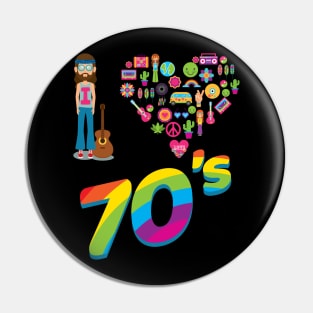 'I Love 70s Hippie Style' Awesome 70s Vintage Pin