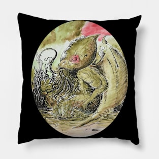 Lovecraftian watercolour - Lovecraftian inspired art and designs Pillow