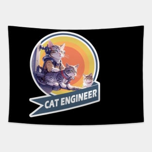 Cat Engineer Tapestry