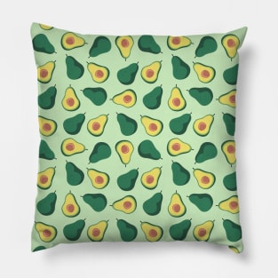 Avocado Fruit Pattern on Green Pillow