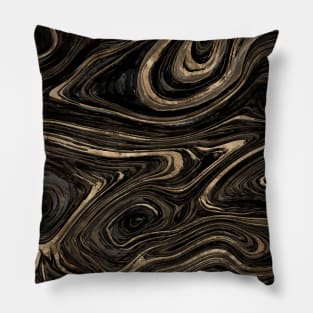 Black and gold Liquid Marble Watercolor Pillow