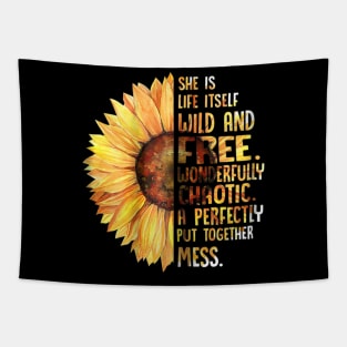 She Is Life Itself Wild And Free Sunflower Tapestry