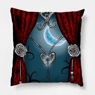 Magic Window with Red Curtain and Moon Pillow