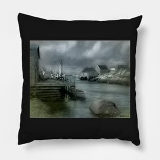 Dull Fall Day in Peggys Cove Pillow