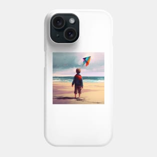 A Little Kid with his Kite on the Beach Phone Case