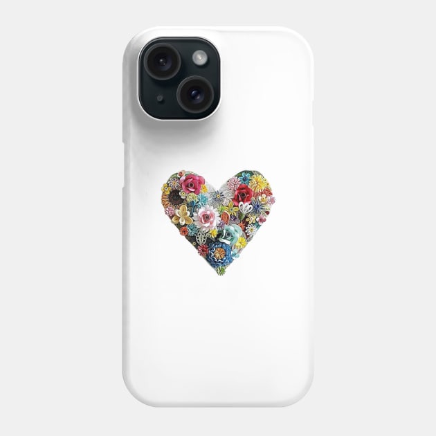 Printed quilling art. flower heart art Phone Case by solsolyi