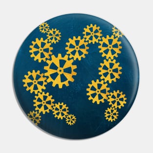 Cool steampunk gears on a blue background Pin