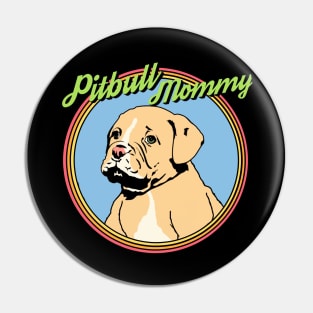 Pitbull Mommy Cute Puppy Dog Lover Vintage Illustration Pin