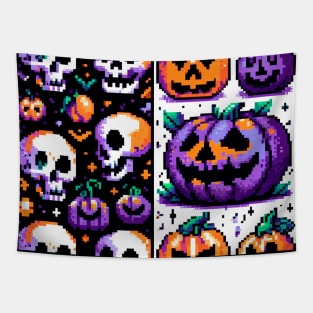 PATRON CALABAZAS Y CALAVERAS PIXELADAS 7 Tapestry