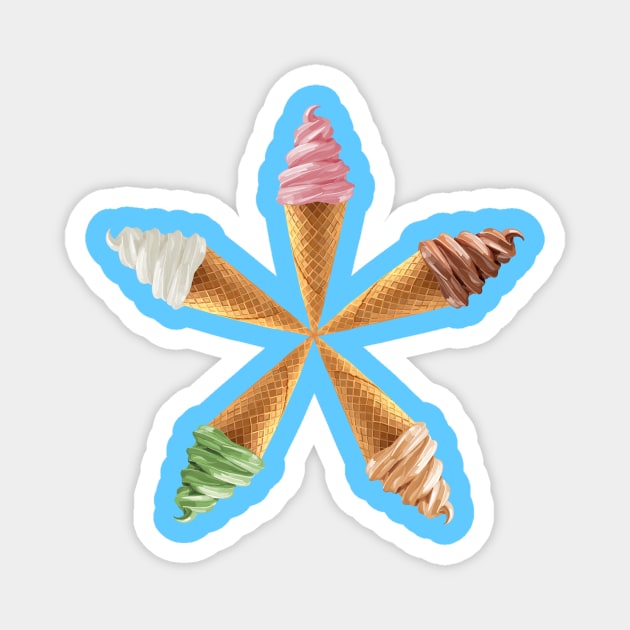 Ice Cream Flavor Flower Star Magnet by Art by Deborah Camp