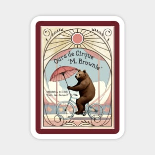 Vintage circus bear bicycle French art nouveau poster Magnet