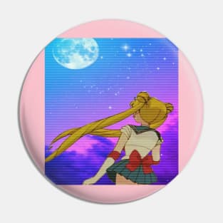 Aesthetic vaporwave sailormoon Pin