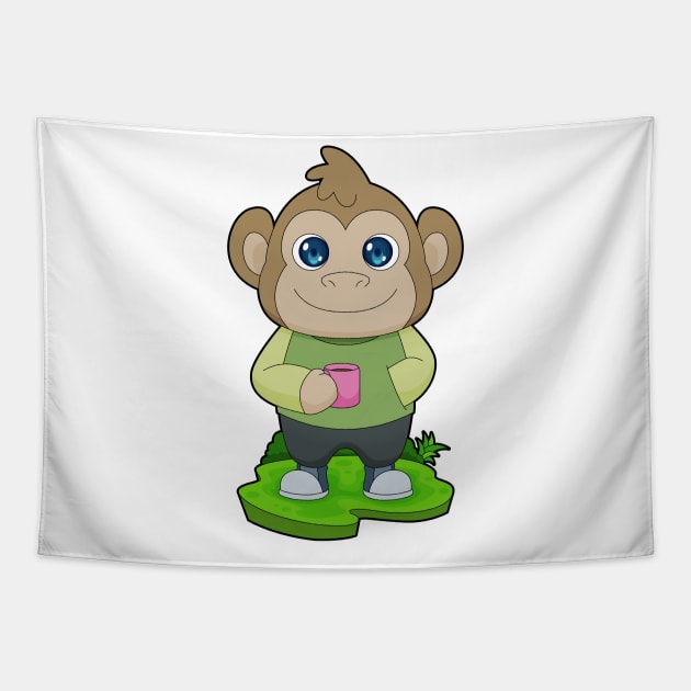 Monkey Cup Coffee Tapestry by Markus Schnabel