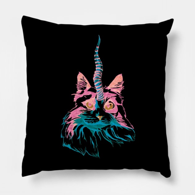 Fluffy Caticorn Pillow by RaLiz