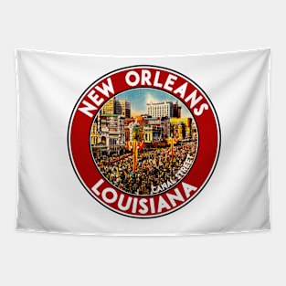 New Orleans Louisiana Mardi Gras Canal Street Vintage Travel Tapestry