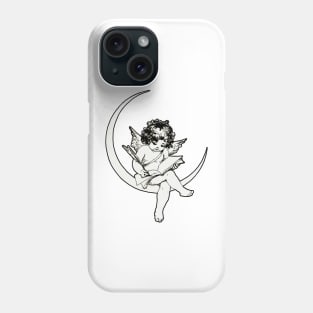 Little angel on the moon reading a book Phone Case