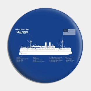 USS Maine battleship cruiser ACR-1 - ABDpng Pin