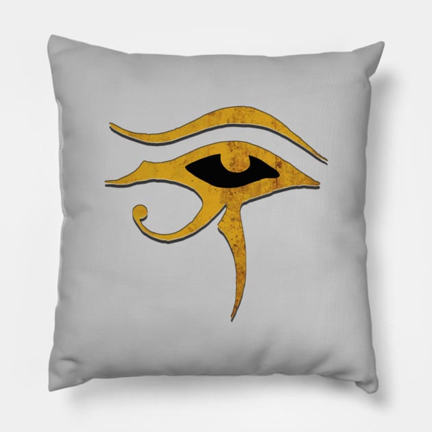 Eye of Ra All Seeing Eye in Rustic Gold Pillow by Whites Designs