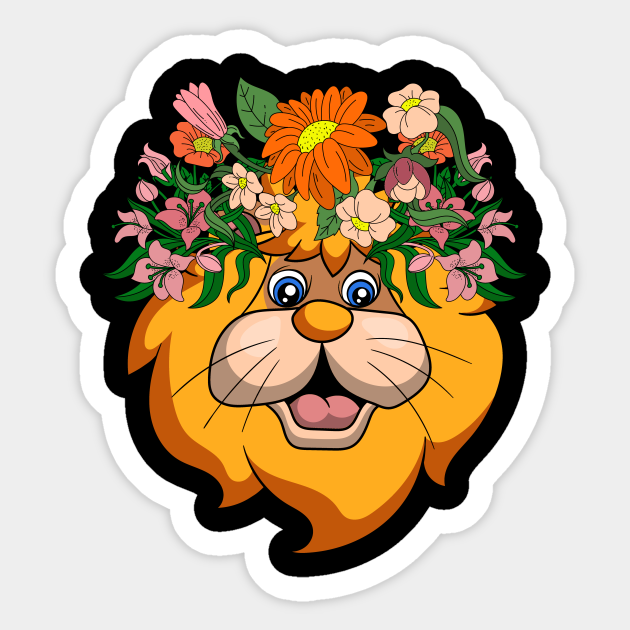 Zoo African Animal Flowers Lion - Lion - Sticker | TeePublic Zoo African Animal Flowers Lion - Lion - Sticker | TeePublic