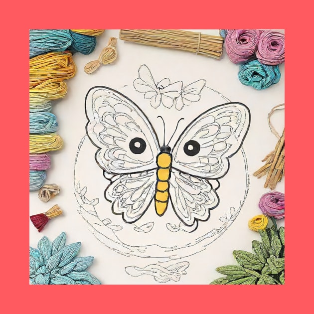 Butterfly Needlework Creation by Dreamy Canvas Art