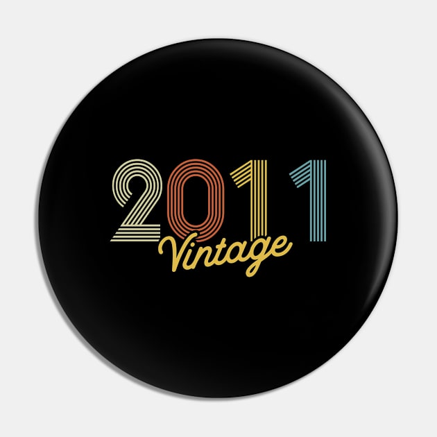 11 Years Old Vintage 2011 11th Birthday Retro Pin by tobzz