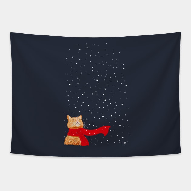 Tabby loves Snow Tapestry by CarolinaMatthes