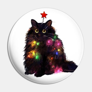 Christmas Cat In Lights Pins and Buttons for Sale TeePublic