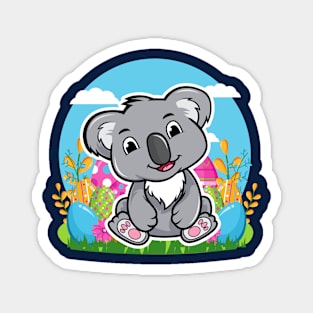 Happy Baby Koala with Colorful Easter Eggs Magnet