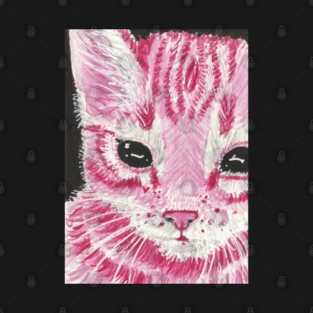 Pink kitten cat face by SamsArtworks