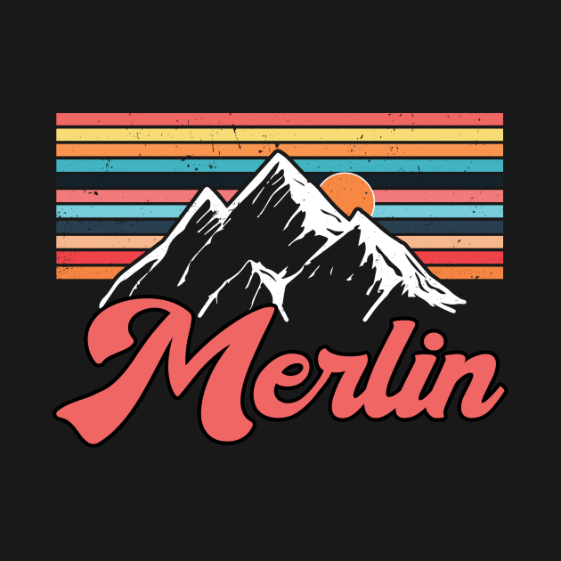 Personalized Name Merlin Vintage Styles Camping 70s 80s 90s by Gorilla Animal