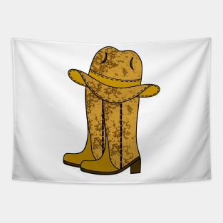 BROWN Cowboy Boots Cowboy Hat - Western Art Tapestry