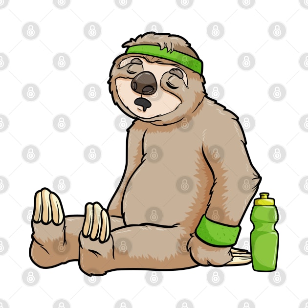 Sloth as Runner with Drinking bottle and Sweatband by Markus Schnabel