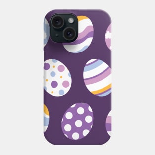 Egg Pattern | Purple Orange | Stripes Clouds Flowers Dots | Dark Purple Phone Case