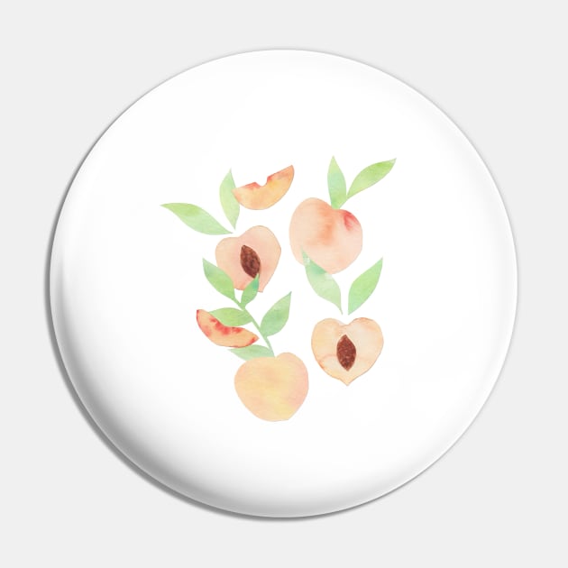 Watercolor Peaches Pin by latheandquill