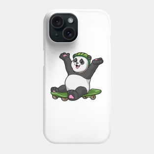 Panda as Skater with Skateboard and Helmet Phone Case