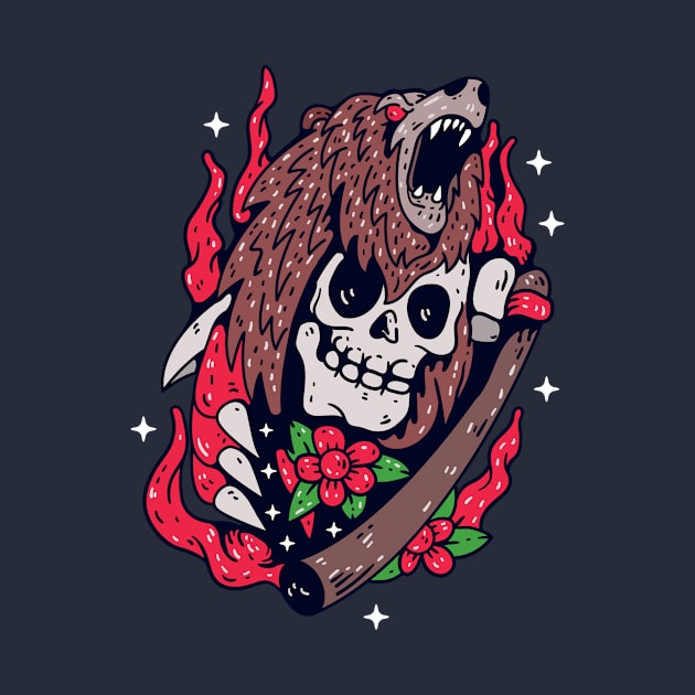 Colorful skull and bear by AdriaStore1