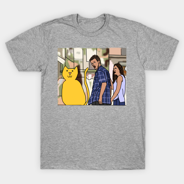 Distracted Boyfriend Meme Yellow Cat - Yellow - T-Shirt