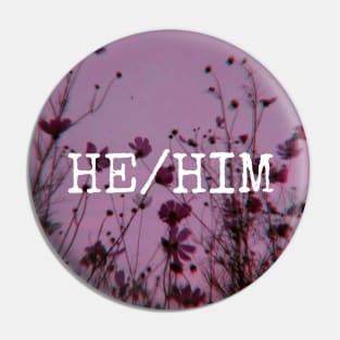 HE HIM Purple Flower Pronouns Pin