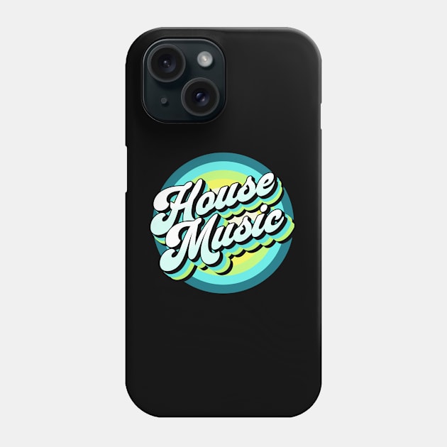 HOUSE MUSIC  - drop shadow target (blue/lime) Phone Case by DISCOTHREADZ 