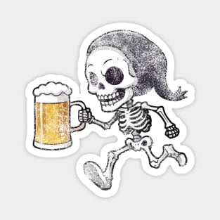 Funny Kawaii Vintage Halloween Skeleton with Beer Magnet