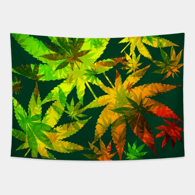 Marijuana Cannabis Leaves Pattern Tapestry by BluedarkArt