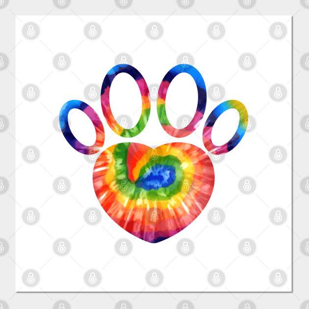 Dog Paw Tie Dye Cat Paw Print Animal Lover Birthday Tee Gift Dog