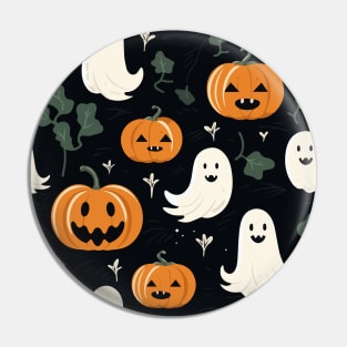 Ghost and pumpkins Halloween pattern Pin