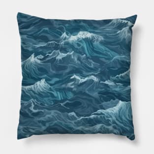 Blue Wave Pattern Pillow