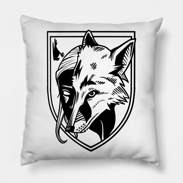 Kitsune Badge Pillow by Scottconnick
