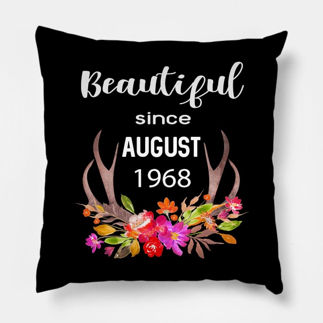 Deer Antler Elk Hunting Flower Horn Beautiful Since August 1968 Pillow by familycuteycom